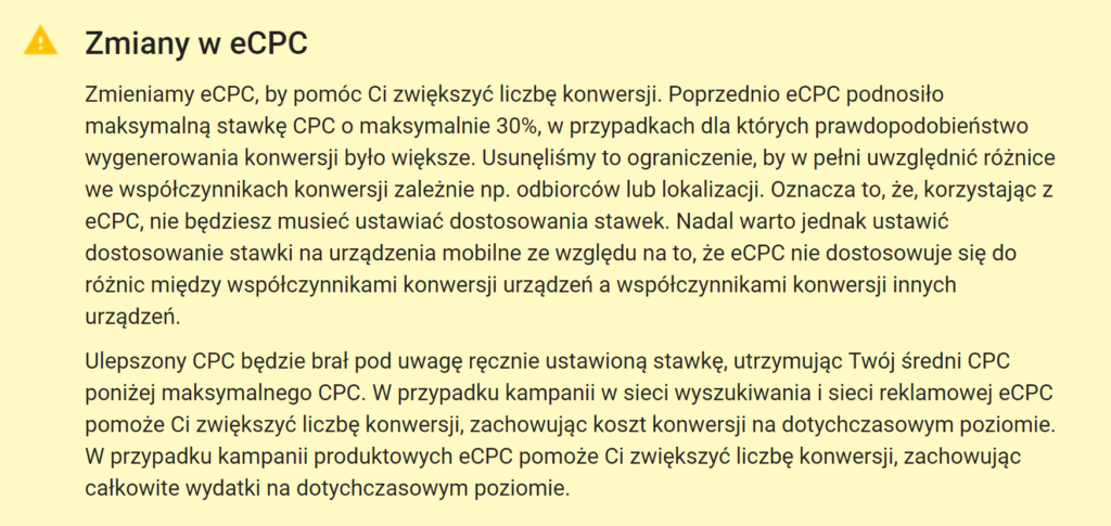 Ulepszone CPC - zmiany