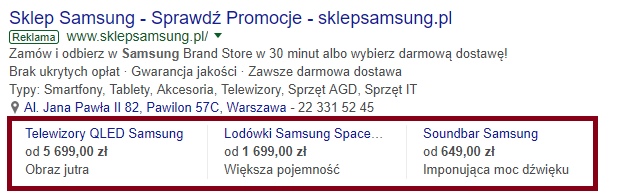 Rozszerzenia cen AdWords