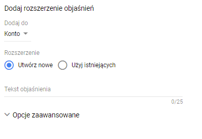 Rozszerzenia objaśnień