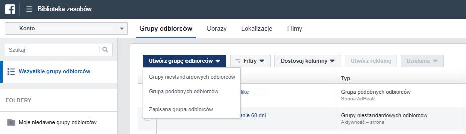 Tworzenie grup odbiorców na Facebooku