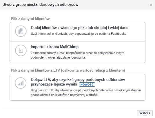 Tworzenie grupy niestandardowych odbiorców