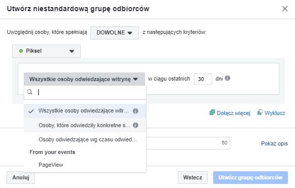 Tworzenie grup odbiorców na podstawie ruchu w witrynie