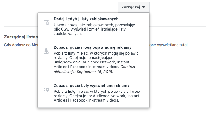 Pobieranie listy zablokowanych witryn na Facebooku