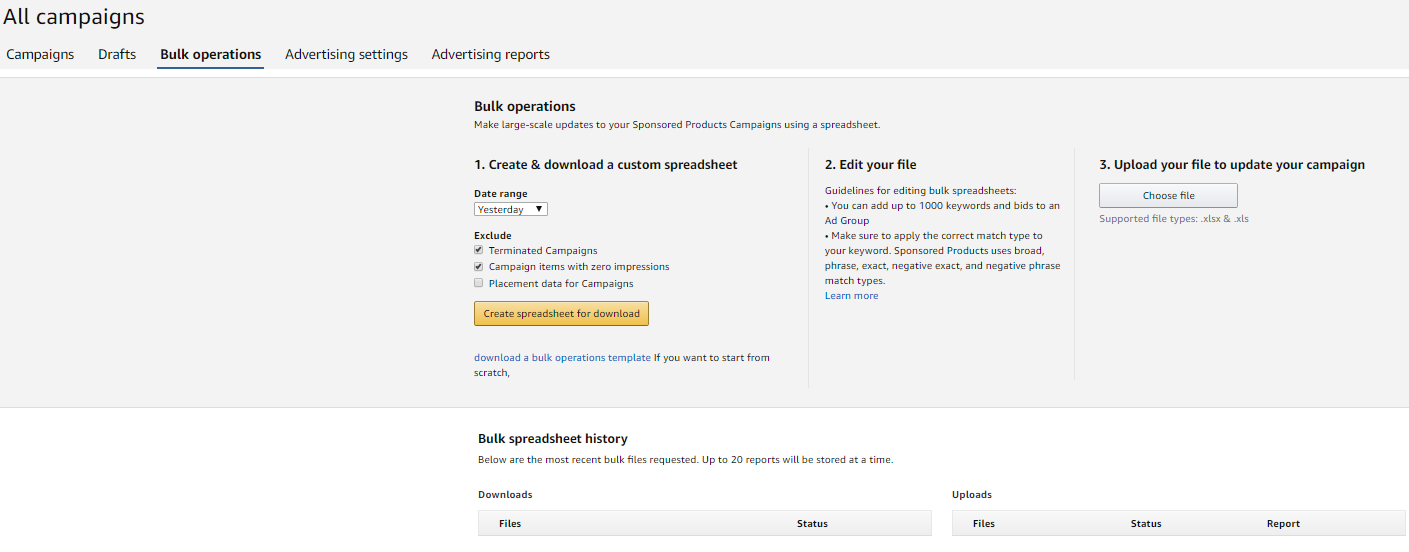 Bulk Operations Amazon Ads