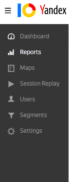 Interface yandex metrica