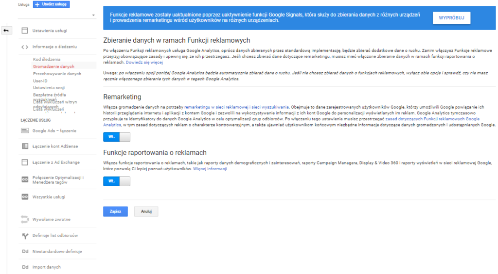 Remarketing w Google Analytics