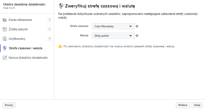 Tworzenie dziedziny działalności facebook attribution