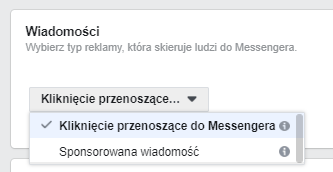 Cele reklamowe na Facebooku: Wiadomości