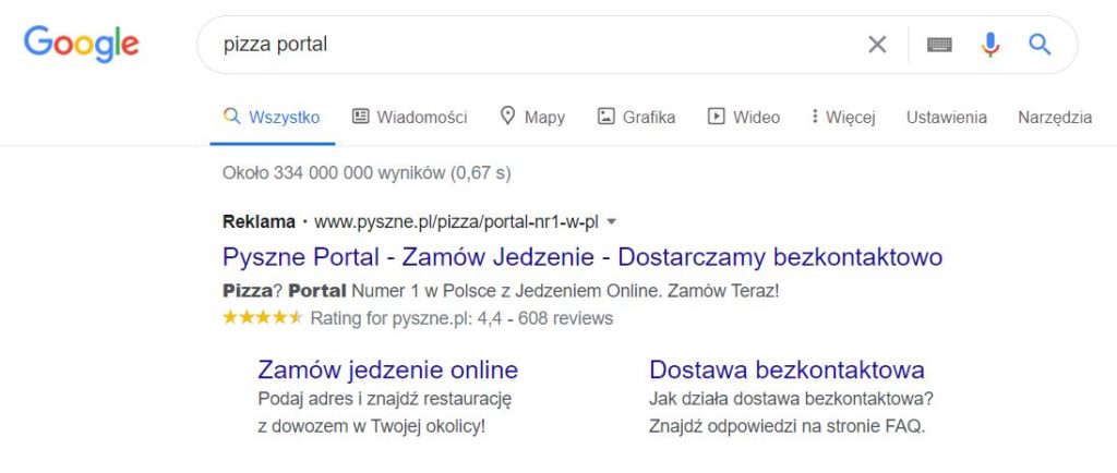 Przykład reklamy na brand konkurencji