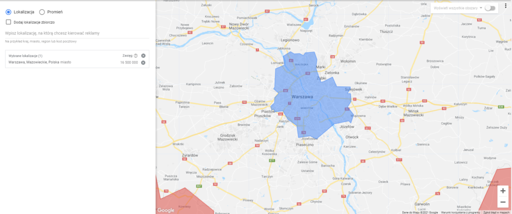 Google Ads - konfiguracja ustawień lokalizacji