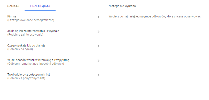 Google Ads - kierowanie na odbiorców