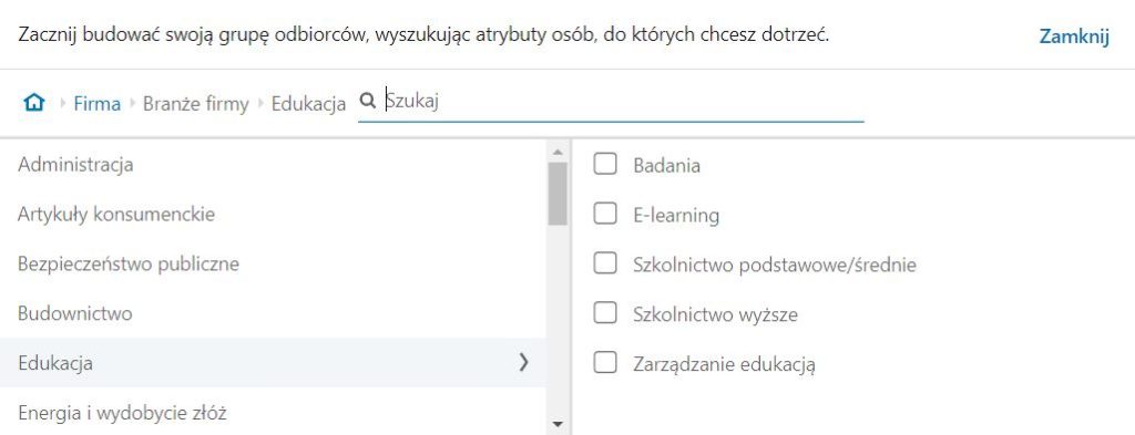 Targetowanie reklam na LinkedIn poprzez atrybuty odbiorców