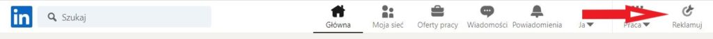LinkedIn Ads - przycisk reklamuj