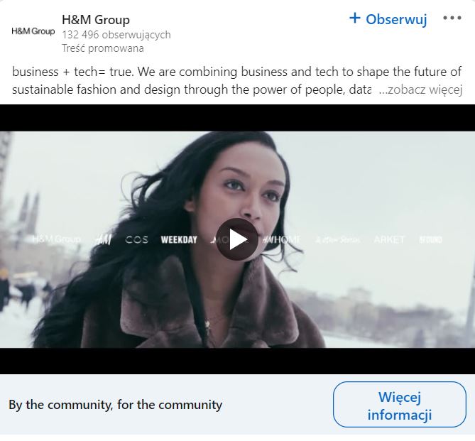 Przykład reklamy wideo na LinkedIn