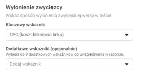 konfiguracja testów reklam facebook ads