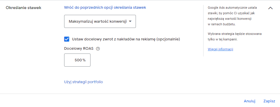 Ustawienia kampanii Google Ads - określanie stawek w kampaniach Google Ads. 