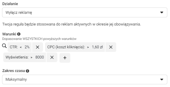 zachowaj najlepsze kreacje reguły automatyczne facebook ads