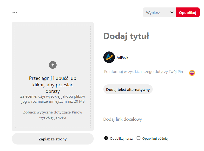 reklama na pinterest