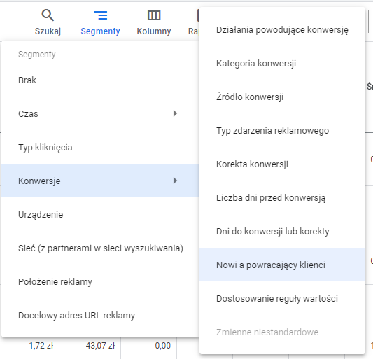 Google Ads Customer Lifetime Value Nowi a powracający