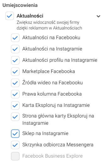 Umiejscowienia w kampaniach na Facebooku