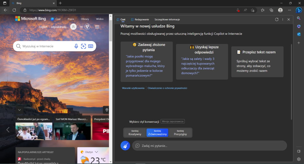  Czat w przeglądarce Microsoft Edge