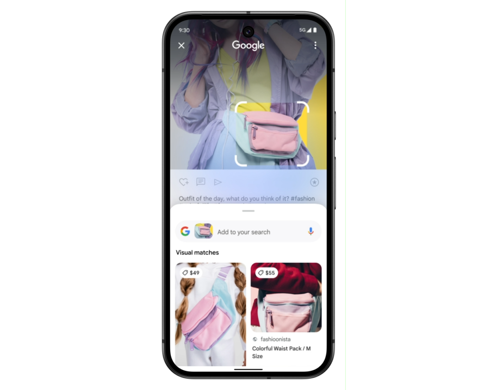 zaznaczenie elementu google lens