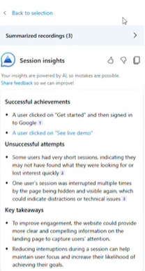 session insights w microsoft clarity
