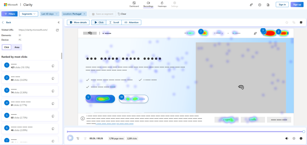 heatmapa ranking microsoft clarity